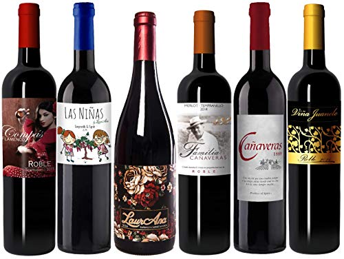 Degustación vinos tintos Bodegas Cañaveras - Lote de 6 botellas Vino de la Tierra de Castilla- Pack 6 x 750 ml