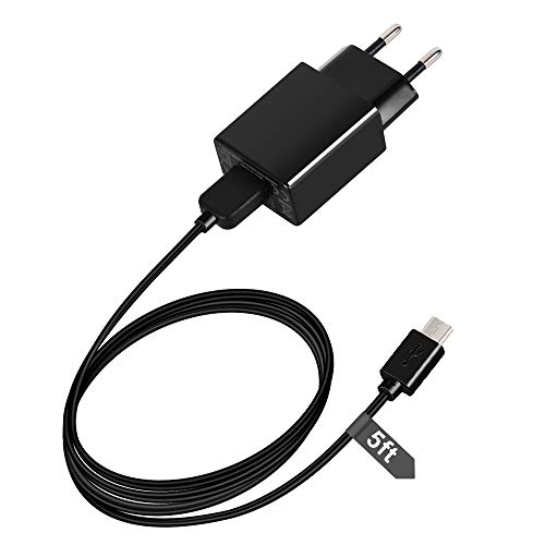 Dericam 5V 1A Cargador de Pared Micro USB, Cable de Android, Adaptador de Corriente de 5V 1000 mA CA a CC para cámara de Seguridad, Cable de alimentación de 1,5 Metros, Enchufe de la UE