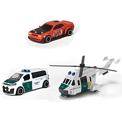 Dickie Toys Action Series - Set de 3 Vehículos de Persecución de la Guardia Civil, para Niños a Partir de 3 Años - 3x15 cm