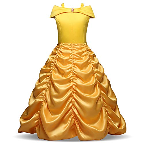 Disfraz de Princesa Belle Vestido para Niña (3-10 Años) (4-5 Años, 110 cm)