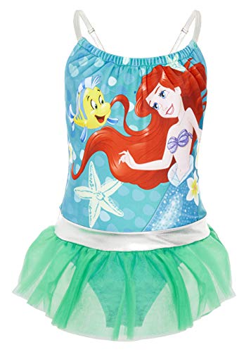 Disney Bañador para Niña Princesas, Pieza Frozen 2 Anna y Elsa, Jasmine, La Cenicienta, Rapunzel, Bella, La Sirenita Ariel, Regalos para Niñas 2-10 Años (5-6 años, Verde Esmeralda)