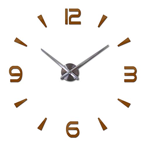 DIY Big Wall Clock Relojes Relojes de Moda Espejo Etiqueta Acrílico Cuarzo Decoración para el hogar Sala de Estar Color Plateado (Color : Chocolate, Sheet Size : 37inch)
