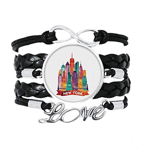 DIYthinker USA - Pulsera de arquitectura de castillo de Estados Unidos, accesorio de amor, correa trenzada de cuero para tejer pulsera de regalo