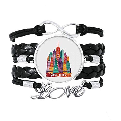 DIYthinker USA - Pulsera de arquitectura de castillo de Estados Unidos, accesorio de amor, correa trenzada de cuero para tejer pulsera de regalo DIYthinker USA - Pulsera de arquitectura de castillo de Estados Unidos, accesorio de amor, correa trenzada de cuero para tejer pulsera de regalo