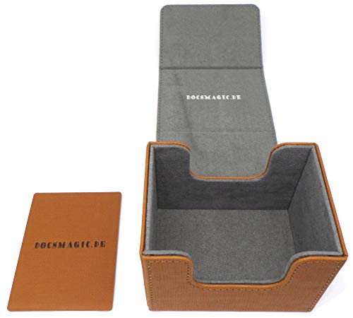docsmagic.de Premium Magnetic Sideflip Box 100 Gold + Deck Divider - MTG - PKM - YGO - Caja Oro