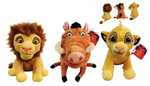 Dsney El Rey Leon (The Lion King) - Pack 3 Peluches Leon Simba Adulto + Simba Joven + jabalí Pumbaa 11"/28cm Calidad Super Soft 760018053