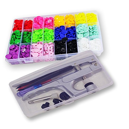 Durshani 360pcs T5 Snaps Botón Plastico Redondo con Alicate de DIY Manualidades, 24 Colours by
