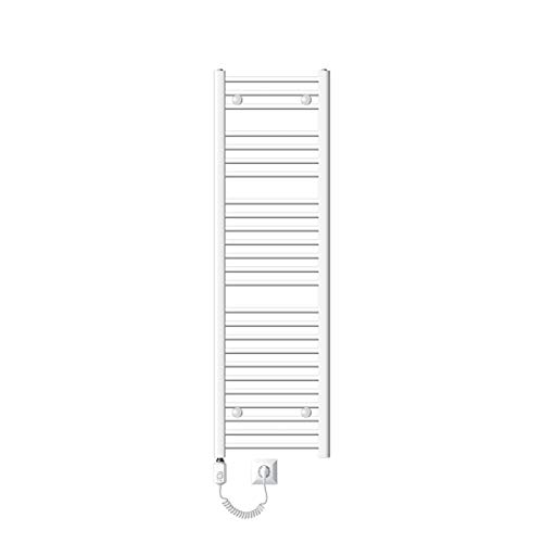 ECD Germany Radiador toallero para baño eléctrico 900W - 400 x 1500 mm - blanco - curvado con conexión lateral - Radiador moderno