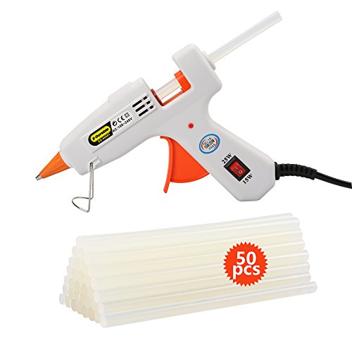 E·Durable Mini Pistola manualidades con 50 Piezas Barras de Pegamento para DIY Pequeño Arte, Empaques, Reparaciones Rápidas y en el hogar, oficina y escuela, (15W~25W, Blanco) E·Durable Mini Pistola manualidades con 50 Piezas Barras de Pegamento para DIY Pequeño Arte, Empaques, Reparaciones Rápidas y en el hogar, oficina y escuela, (15W~25W, Blanco)