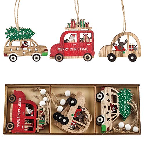 EKKONG Colgantes de Madera para Navidad, Navideños de Madera, Adornos Madera Navideños de Arbol Navidad, Muchos Patrones Diferentes, con Cajas de Almacenamiento y eslingas, (MZ365 Modelo de Auto) EKKONG Colgantes de Madera para Navidad, Navideños de Madera, Adornos Madera Navideños de Arbol Navidad, Muchos Patrones Diferentes, con Cajas de Almacenamiento y eslingas, (MZ365 Modelo de Auto)