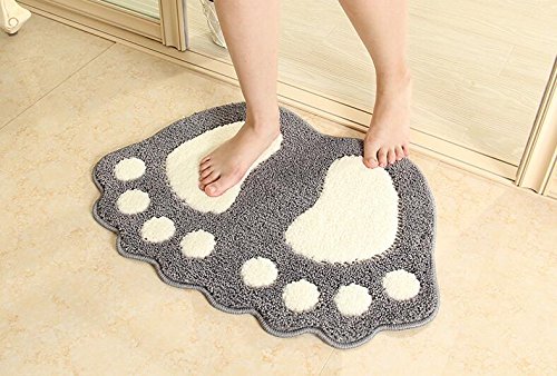 ele ELEOPTION Alfombra de Ba?o de Microfibra Dise?o Antideslizante para Huellas de Pies Alfombra de Ba?o de Secado R¨¢Pido Suave para Ba?o, Dormitorio, Cocina, Pasillo, 48x67CM, Gris