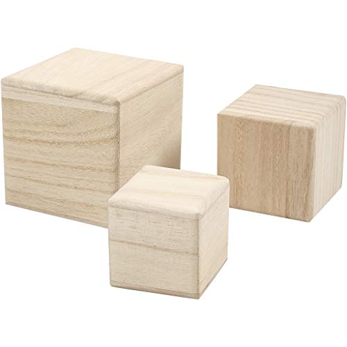 Empress Wood - Juego de 3 Cubos de Madera (5 - 6 - 8 cm)