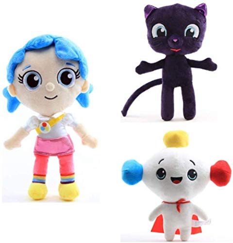EREL 3 unids/Lote 25-30 cm Anime True y The Rainbow Kingdom Pelush Toy Toy Cat Relleno Muñecas Bartleby Suave Juguetes Regalos para niños Dedu