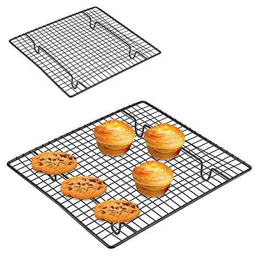 Estante de secado de tartas, 2 piezas de refrigeración de 26 x 23 cm, estante de malla de enfriamiento resistente para secado de pasteles/panes/galletas