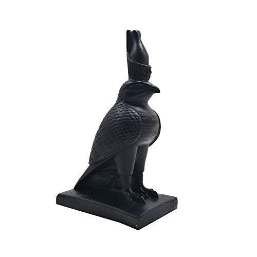 Estatua de Horus Halcón Dios de la Fuerza y protección, Hecho de Piedra Natural y Artificial a Mano en Egipto Mide Alto 22 cm, Fondo 11 cm y Ancho 5,5 cm Aproximadamente