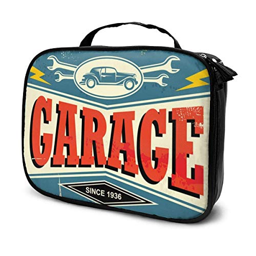 Estuche de maquillaje vintage para llevar en el garaje o en el tren de maquillaje o cosméticos, bolsa de almacenamiento portátil para cosméticos, brochas de maquillaje, accesorios digitales Estuche de maquillaje vintage para llevar en el garaje o en el tren de maquillaje o cosméticos, bolsa de almacenamiento portátil para cosméticos, brochas de maquillaje, accesorios digitales