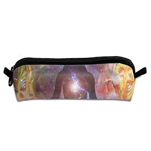 Estuche para lápices Chica en posición de loto en el espacio Meditación profunda Bolso para lápices Bolsas de cosméticos portátiles con cremallera para bolígrafo Estuche para lápices Chica en posición de loto en el espacio Meditación profunda Bolso para lápices Bolsas de cosméticos portátiles con cremallera para bolígrafo