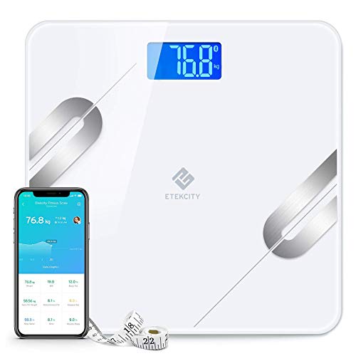 Etekcity Báscula Grasa Corporal Báscula de Baño Bluetooth Analizar 12 Funciones, Monitores de Composición con Superficie Grande de Pesaje y Medición de Alta Precisión, Android y iOS, ESF37 Etekcity Báscula Grasa Corporal Báscula de Baño Bluetooth Analizar 12 Funciones, Monitores de Composición con Superficie Grande de Pesaje y Medición de Alta Precisión, Android y iOS, ESF37