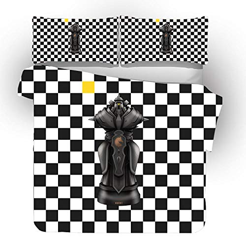 EZEZWSNBB Fundas nórdicas 200x200 cm Caballero de ajedrez Imprimir Microfibra Juego de Ropa de Cama -con Cremallera Juego de Funda nórdica y 2 Fundas de Almohada Adulto Niños 3 Piezas