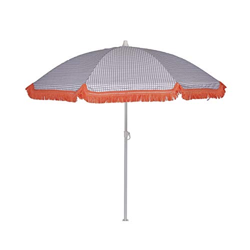 EZPELETA Sombrilla de Playa. Parasol de Playa. Ligero y Plegable de Acero. Paraguas Sol. Protección Solar UPF 50+. Diámetro 150cm. Estampado Flores/Cuadros/Rayas. Incluye Funda/Bolsa. - Cuadros-Gris EZPELETA Sombrilla de Playa. Parasol de Playa. Ligero y Plegable de Acero. Paraguas Sol. Protección Solar UPF 50+. Diámetro 150cm. Estampado Flores/Cuadros/Rayas. Incluye Funda/Bolsa. - Cuadros-Gris