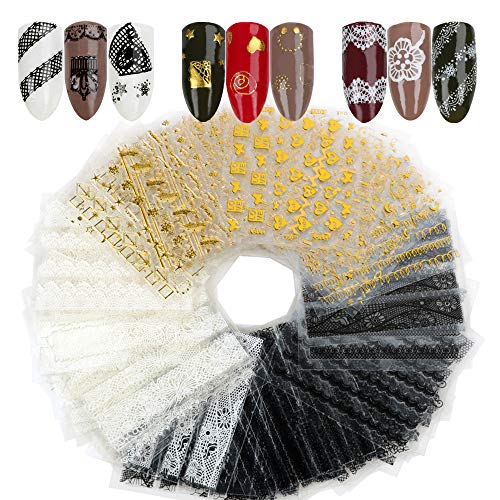FLOFIA 90 Hojas Pegatinas Uñas Adhesivos Decorativas 3d Doradas Negras Blancas Encajes Flores Estrellas Luna Corazones Calcomanías Etiqueta Engomada Autoadherentes Nail Stickers Decoración Arte Uñas FLOFIA 90 Hojas Pegatinas Uñas Adhesivos Decorativas 3d Doradas Negras Blancas Encajes Flores Estrellas Luna Corazones Calcomanías Etiqueta Engomada Autoadherentes Nail Stickers Decoración Arte Uñas