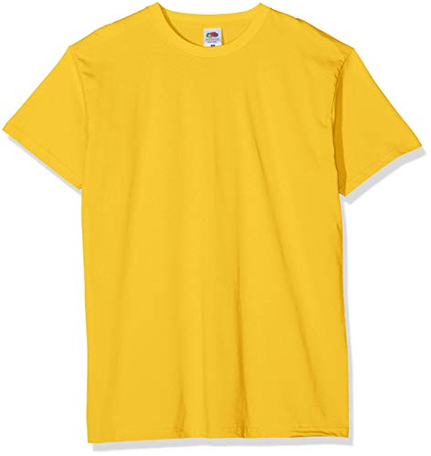 Fruit of the Loom Valueweight 5 Pack Camiseta, Amarillo (Sunflower 34), Large (Pack de 5) para Hombre