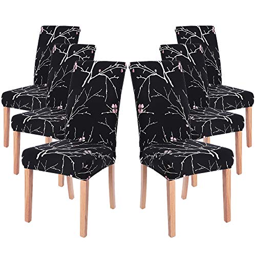 Fundas de Silla de Comedor Elásticas y Modernas,Extraíbles y Lavables, Fundas de Licra para sillas Altas 6 Piezas Fundas Protectoras para sillas (Flor Negro, Juegos de 6) Fundas de Silla de Comedor Elásticas y Modernas,Extraíbles y Lavables, Fundas de Licra para sillas Altas 6 Piezas Fundas Protectoras para sillas (Flor Negro, Juegos de 6)