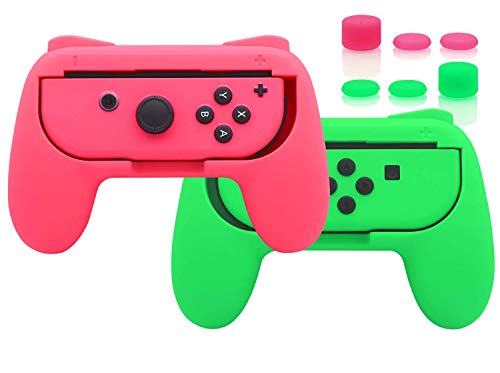 FYOUNG Grips para Nintendo Switch Joy-Cons [2 Paquetes], Handle Kits para Nintendo Switch Controlador - Rosa/Verde