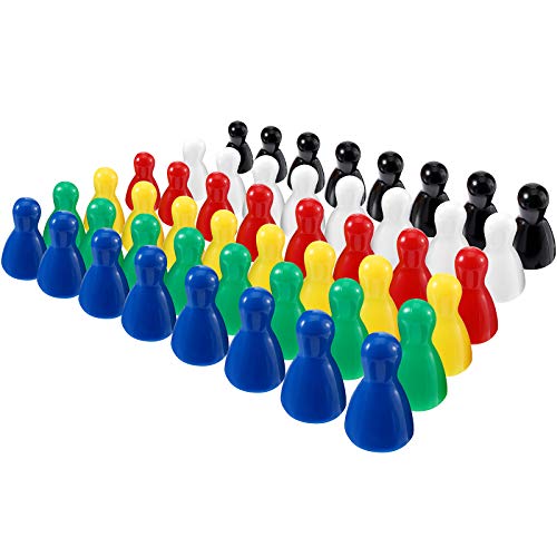 Gejoy 48 Piezas Juego de Piezas de Peones de Plástico Multicolor para Juegos de Mesa, Componente de Marcadores de Mesa