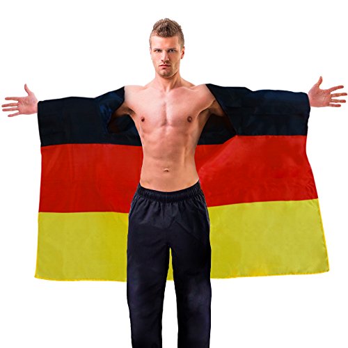 German Trendseller® - 1 x Bandera de Alemania┃Manto de Fan┃fútbol ┃para apretar┃Campeonato Mundial