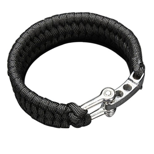 Geshiglobal utile Corde Camping de survie Bracelet Tissage 7-stand Alliage Boucle – Noir