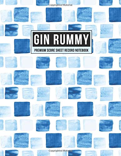 Gin Rummy Premium Score Sheet Record Notebook: Score Pad For Keeping Track of All Your Scores for Over 850 Games | Includes Game Instructions (Blue Watercolor Boxes)