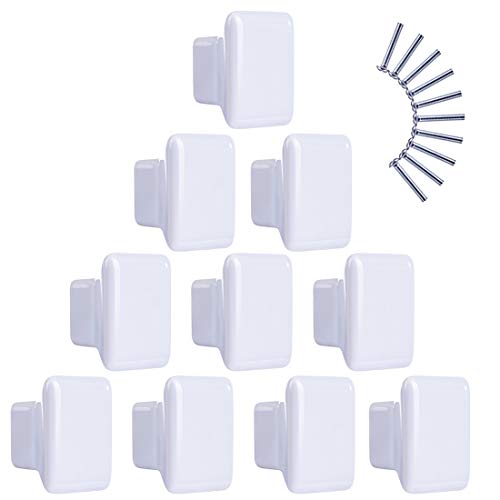 H0_V 10 pomos de cerámica para puerta de cocina con mango cuadrado – blanco H0_V 10 pomos de cerámica para puerta de cocina con mango cuadrado – blanco