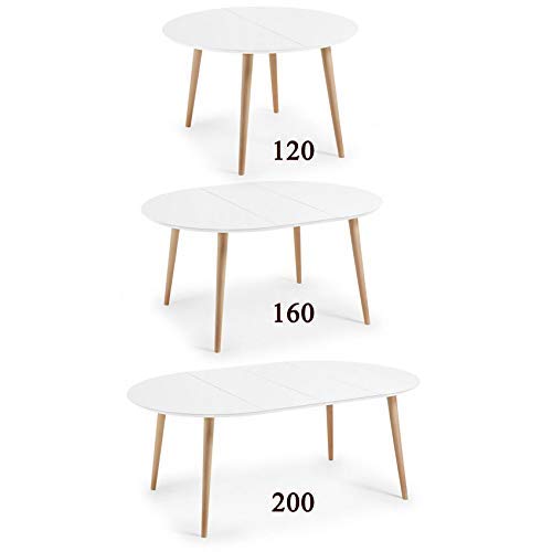 HABITMOBEL Mesa Comedor Extensible de 120 a (160 a 200) x 90 cm (3 Medidas en 1) HABITMOBEL Mesa Comedor Extensible de 120 a (160 a 200) x 90 cm (3 Medidas en 1)