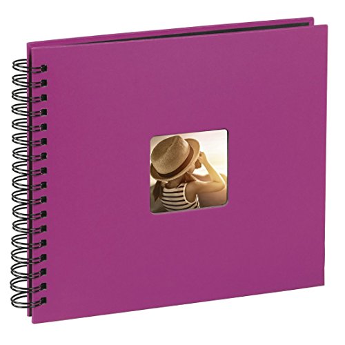 Hama Fine Art - Álbum de fotos, 50 páginas negras (25 hojas), álbum con espiral, 36 x 32 cm, con compartimento para insertar foto, rosado