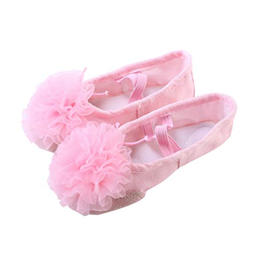 Healifty Zapatos de Ballet para Niña Zapatillas de Ballet de Suela Completa Flor de Gasa Zapatos de Danza Del Vientre para Niños Niños Pequeños Tamaño 32