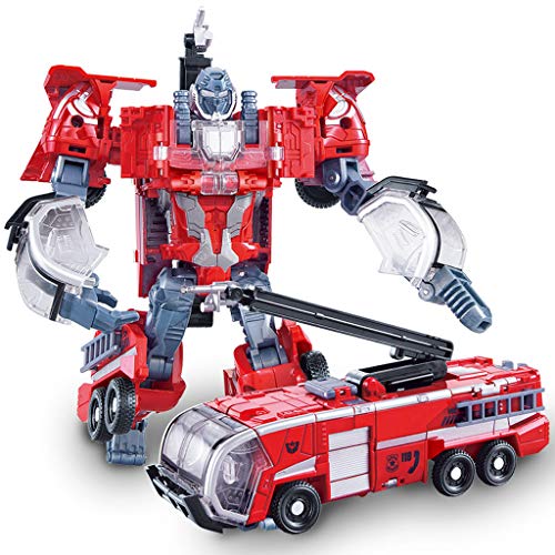 Heroes Rescue Bots, modelo de robot 5 en 1, motocicleta, camión de bomberos, grúa grande, excavadora, ambulancia, modelo de robot de combate, juguete de deformación para niños ( Color : Fire truck )