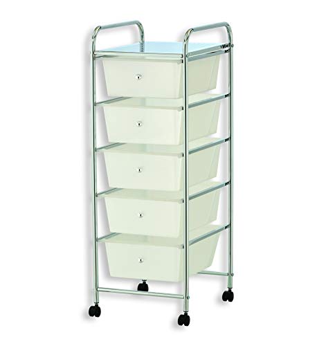 HERSIG - Mueble Cajonera Plastico y Metal | Cajonera con Ruedas 5 Alturas - Color Blanco HERSIG - Mueble Cajonera Plastico y Metal | Cajonera con Ruedas 5 Alturas - Color Blanco