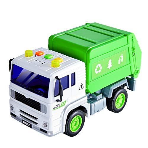 HERSITY Camión de Basura Coches de Friccion con Luces y Sonidos Vehiculos Juguete Regalos para Niños 3 4 5 Años
