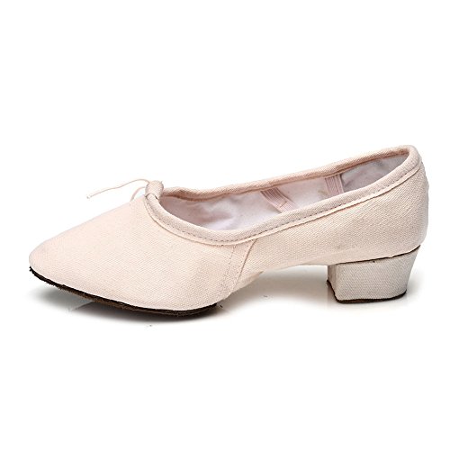 HIPPOSEUS Zapatos de Baile para Mujer con Dedos Cerrados Zapatos de práctica de Entrenamiento para Maestros de Baile Tacón bajo,ESQ101,Rosa Color,EU 35