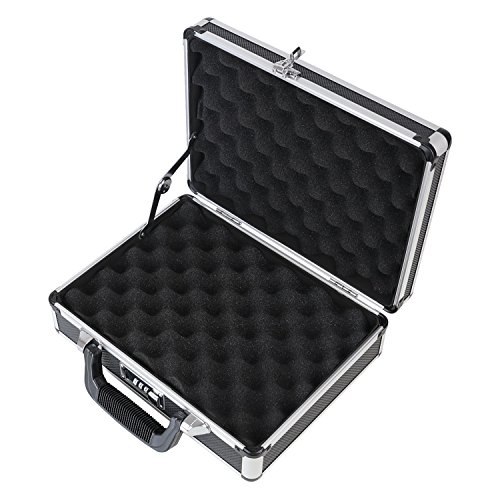 HMF 14401-02 Maleta de Aluminio para Pistolas con Cerradura de Combinación | 31 x 26 x 11 cm | Negro