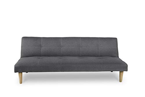 HOGAR24 ES Sofá Cama 3 plazas, Tapizado en Tela, Color Gris, Sistema Apertura de Libro o Clic-clac, Medidas: 178x68x66 cm. HOGAR24 ES Sofá Cama 3 plazas, Tapizado en Tela, Color Gris, Sistema Apertura de Libro o Clic-clac, Medidas: 178x68x66 cm.