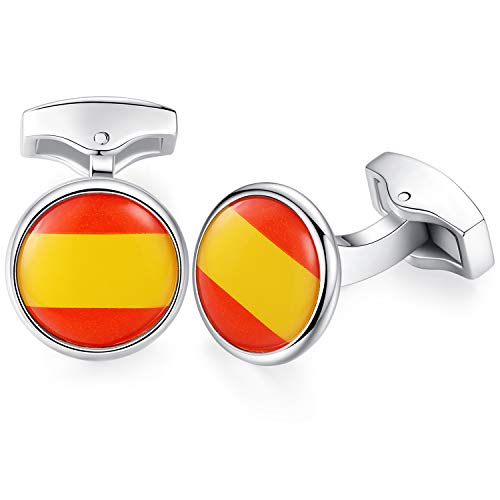 HONEY BEAR Gemelos para Hombres -Bandera Acero Inoxidable para Regalo de Boda de Negocios (Bandera española de España) HONEY BEAR Gemelos para Hombres -Bandera Acero Inoxidable para Regalo de Boda de Negocios (Bandera española de España)