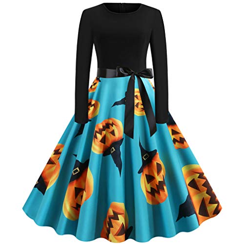 Huaya vestido vintage de manga larga para mujer de Halloween de los años 50 Huaya vestido vintage de manga larga para mujer de Halloween de los años 50