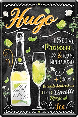 Hugo Cocktail Prosecco Lima, 20 x 30 cm, bar, fiesta, sótano, cartel decorativo de chapa 43