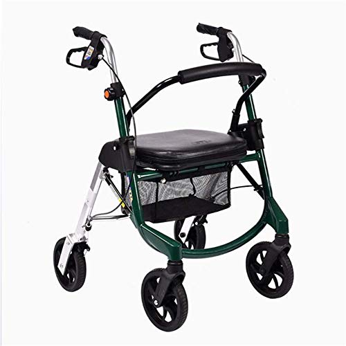 HYSTUR Lightweight Folding Four Wheels Walker Rollator with Seat Carry Bag Shopping Trolley Shopping Cart for Limited Mobility Aid Shopping Basket Bag 65x57x80cm Black