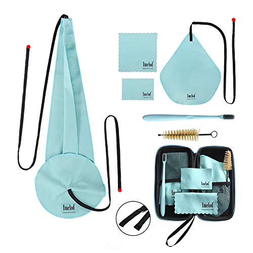 Imelod Kit de limpieza de saxofón con estuche para flauta de clarinete alto tenor y otros instrumentos de viento y madera, incluido paño de limpieza de saxofón, cepillo de boquilla(Azul Claro) Imelod Kit de limpieza de saxofón con estuche para flauta de clarinete alto tenor y otros instrumentos de viento y madera, incluido paño de limpieza de saxofón, cepillo de boquilla(Azul Claro)
