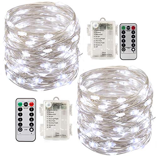 InteTech - Cuerda de luces LED, paquete de 2, 8 modos, 50 LED, en hilo de cobre para DIY, fiesta, boda, cena, decoración de exteriores InteTech - Cuerda de luces LED, paquete de 2, 8 modos, 50 LED, en hilo de cobre para DIY, fiesta, boda, cena, decoración de exteriores