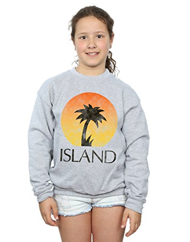 Island Records niñas Distressed Logo Camisa De Entrenamiento 7-8 Years Gris Sport