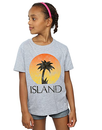 Island Records niñas Distressed Logo Camiseta 7-8 Years Gris Sport